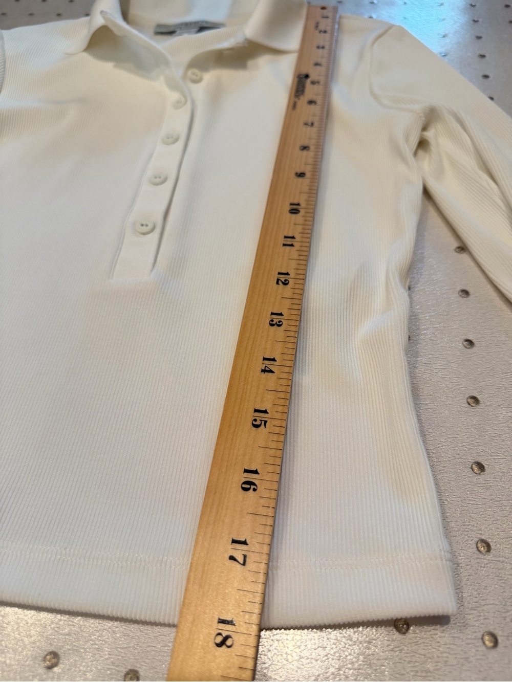 AllSaints Cream Ribbed Long Sleeve Polo size XS - Picture 6 of 7